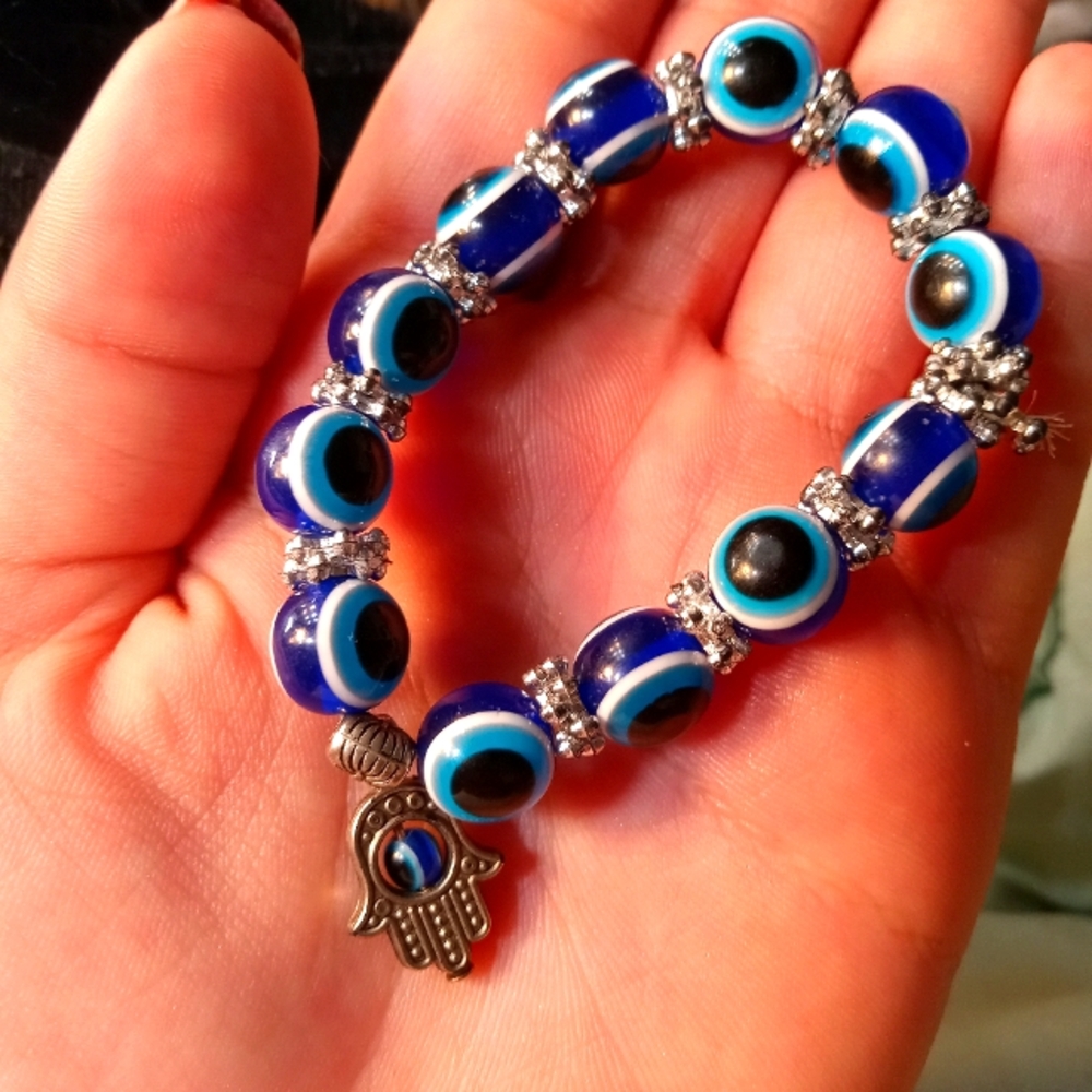 Blue evil eye elastic bracelet unisex bracelet cute with charm